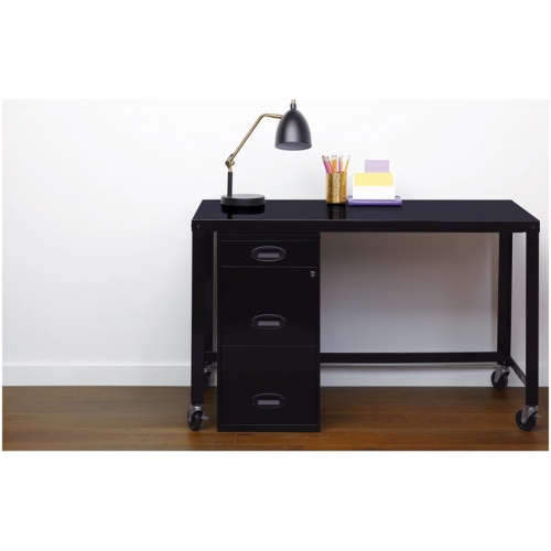 Space Solutions 3 Drawer Metal File Cabinet with Pencil Drawer Black