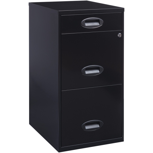 Space Solutions 3 Drawer Metal File Cabinet with Pencil Drawer Black