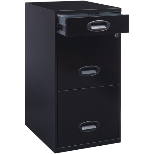 Space Solutions 3 Drawer Metal File Cabinet with Pencil Drawer Black