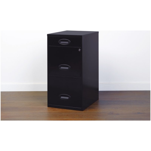 Space Solutions 3 Drawer Metal File Cabinet with Pencil Drawer Black