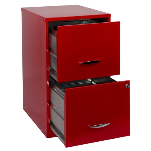 Space Solutions 18" 2 Drawer Metal File Cabinet Lava Red
