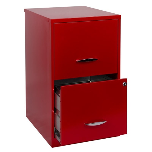 Space Solutions 18" 2 Drawer Metal File Cabinet Lava Red