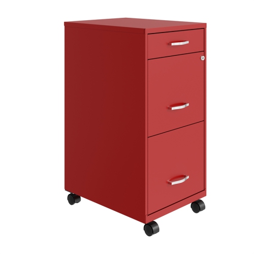 HIRSH INDUSTRIES LLC  Space Solutions 18In Deep 3 Drawer Mobile Metal File Cabinet Lava In Red