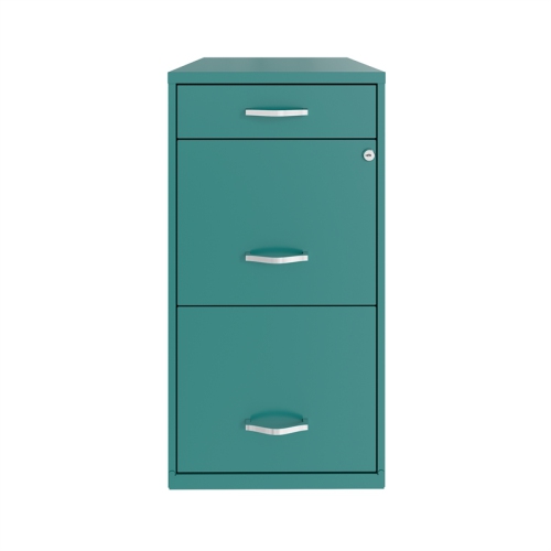 Space Solutions 18in Deep 3 Drawer Metal Organizer File Cabinet Teal/Turquoise