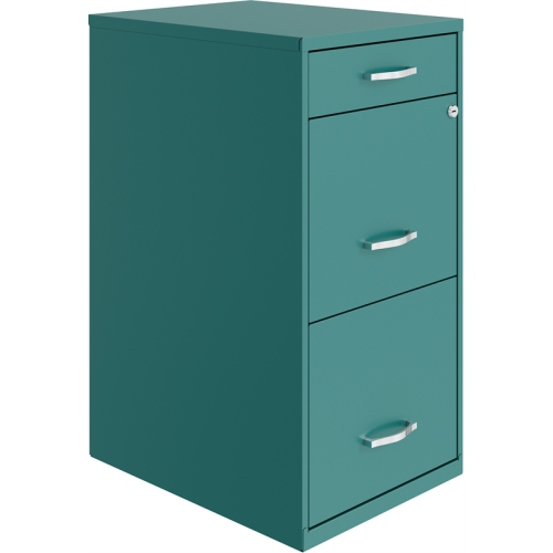 Space Solutions 18in Deep 3 Drawer Metal Organizer File Cabinet Teal/Turquoise