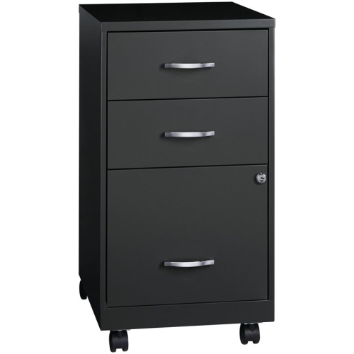 Space Solutions 18in 3 Drawer Metal Mobile Cabinet Ball Bearing Slide Black