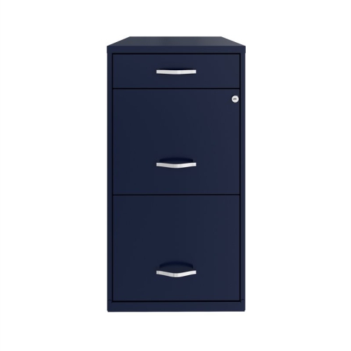 Space Solutions 18in Deep 3 Drawer Metal Organizer File Cabinet Navy