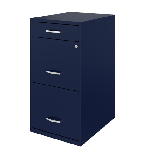 Space Solutions 18in Deep 3 Drawer Metal Organizer File Cabinet Navy