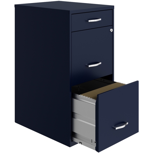 Space Solutions 18in Deep 3 Drawer Metal Organizer File Cabinet Navy