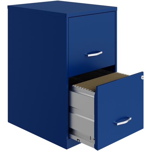 Space Solutions 18in 2 Drawer Metal File Cabinet Classic Blue