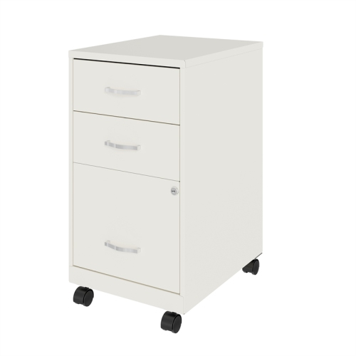 Space Solutions 18in 3 Drawer Metal Mobile Cabinet Ball Bearing Slide White