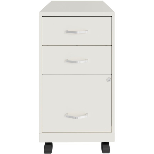 Space Solutions 18in 3 Drawer Metal Mobile Cabinet Ball Bearing Slide White