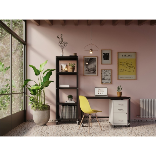 Space Solutions 18in 3 Drawer Metal Mobile Cabinet Ball Bearing Slide White