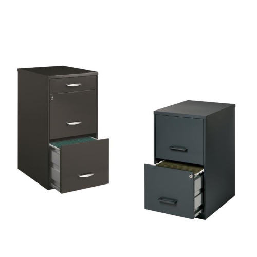 HOME SQUARE  Value Pack (Set Of 2) Drawer Filing Cabinet In And Charcoal In Black