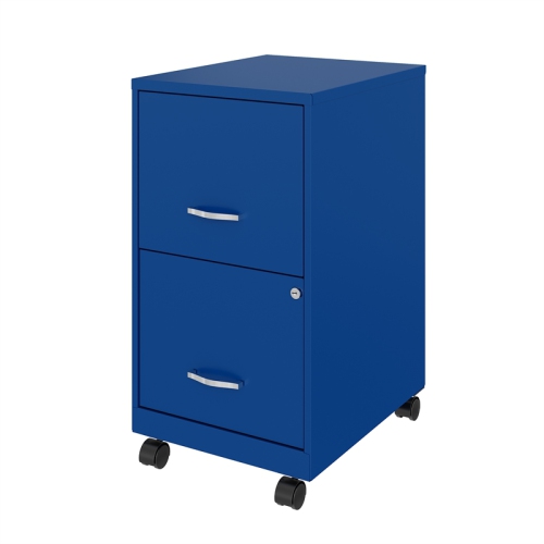 Space Solutions 18in 2 Drawer Metal Mobile Smart Vertical File Cabinet Blue