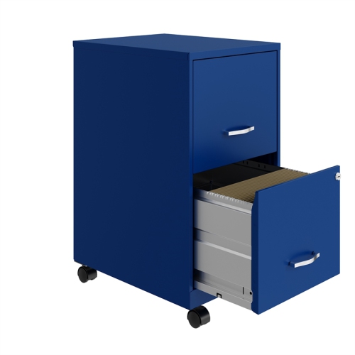 Space Solutions 18in 2 Drawer Metal Mobile Smart Vertical File Cabinet Blue