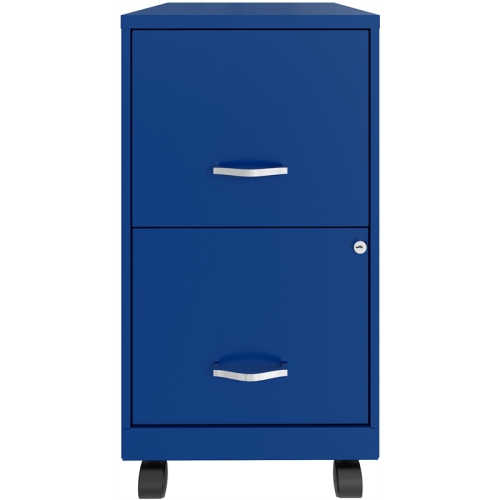 Space Solutions 18in 2 Drawer Metal Mobile Smart Vertical File Cabinet Blue