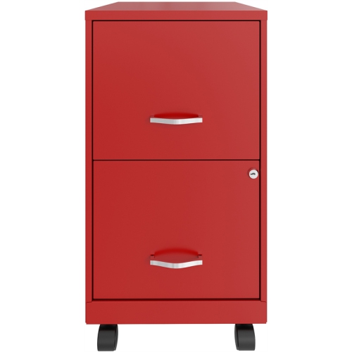 Space Solutions 18in 2 Drawer Metal Mobile Smart Vertical File Cabinet Red