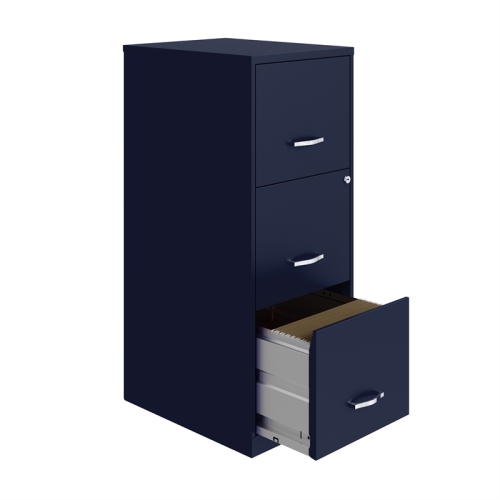 Classeur vertical en métal à 3 tiroirs Scranton & Co avec serrure, bleu marine