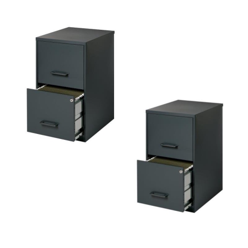 HOME SQUARE  Value Pack (Set Of 2) 2 Drawer Letter File Cabinet In In Black