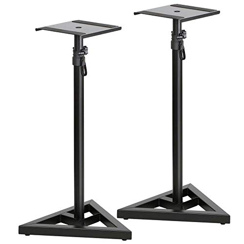 DURAMEX  (Tm) Upgraded Height Adjustable Speaker Stands Mounts, Two In One Floor Stands, Heavy Duty Base And Extendable Tube \w 44 Lbs Capacity Per