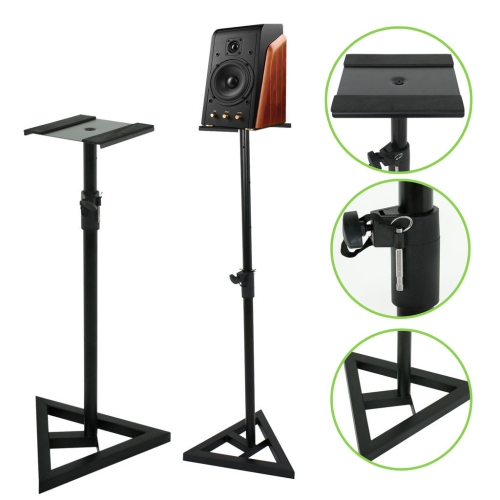 Duramex Upgraded Height Adjustable Speaker Stands Mounts, Two in One Floor Stands, Heavy Duty Base and Extendable Tube with 44 LBS Capacity Per