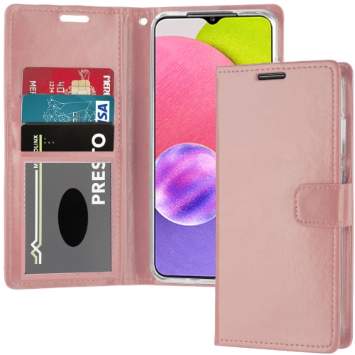 XCRS Leather Folio Premium Wallet for Samsung Galaxy A03s, PU Leather Pouch with Card Slot and Lanyard with 360° Protection Mobile Case & Multi-Angle