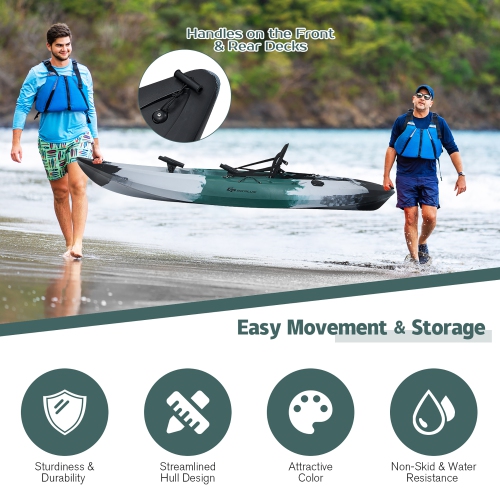 Costway Single Sit-on-Top Fishing Kayak Single Kayak Boat W/Fishing rod holders & Paddle