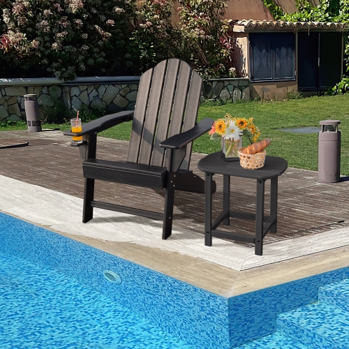Costway Patio Adirondack Chair Weather Resistant Garden Deck W/Cup Holder