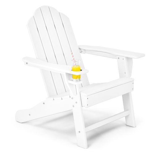 Costway Patio Adirondack Chair Weather Resistant Garden Deck W/Cup Holder