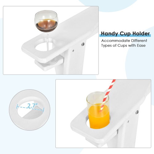 Costway Patio Adirondack Chair Weather Resistant Garden Deck W/Cup Holder