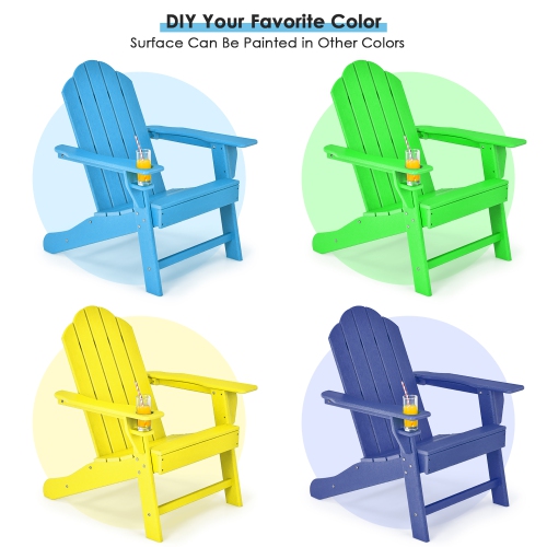 Costway Patio Adirondack Chair Weather Resistant Garden Deck W/Cup Holder
