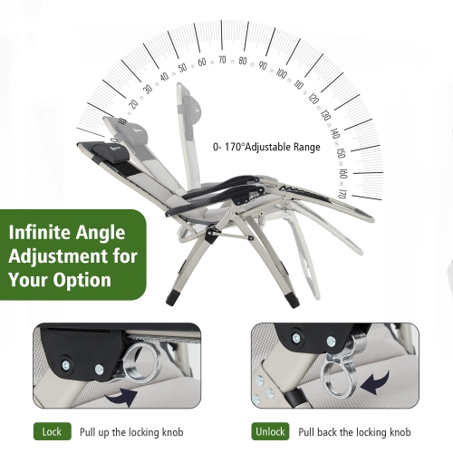 Costway 2PCS Padded Zero Gravity Chair Adjustable Folding Reclining Lounge with Cover