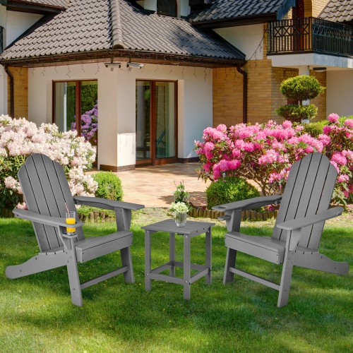 Costway 2PCS Patio Adirondack Chair Weather Resistant Garden Deck W/Cup Holder