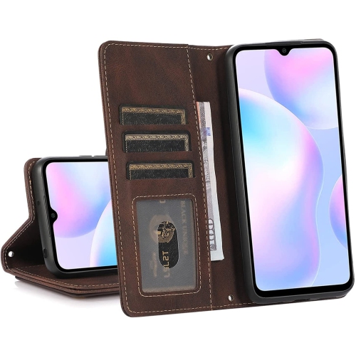 CASE & POWER Wallet Leather Magnetic Case Shockproof Leather Flip Cover with 9 card slots Credit Card Holder for Samsung Galaxy S22 Ultra - Free