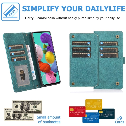 CASE & POWER Wallet Leather Magnetic Case Shockproof Leather Flip Cover with 9 card slots Credit Card Holder for iPhone 13 - Free Shipping