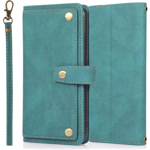 CASE & POWER Wallet Leather Magnetic Case Shockproof Leather Flip Cover with 9 card slots Credit Card Holder for iPhone 13 - Free Shipping