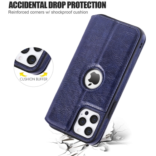 LEDEX Étui portefeuille en cuir synthétique avec rabat magnétique et porte-cartes Compatible avec iPhone 12 Pro Max