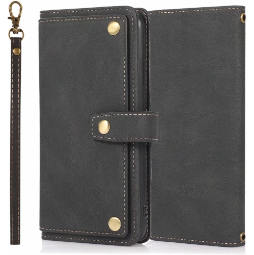 CASE & POWER Wallet Leather Magnetic Case Shockproof Leather Flip Cover with 9 card slots Credit Card Holder for Samsung Galaxy S22 Ultra - Free