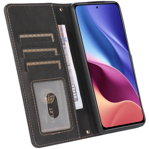 CASE & POWER Wallet Leather Magnetic Case Shockproof Leather Flip Cover with 9 card slots Credit Card Holder for Samsung Galaxy S22 Ultra - Free