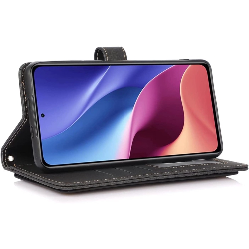 CASE & POWER Wallet Leather Magnetic Case Shockproof Leather Flip Cover with 9 card slots Credit Card Holder for Samsung Galaxy S22 Ultra - Free