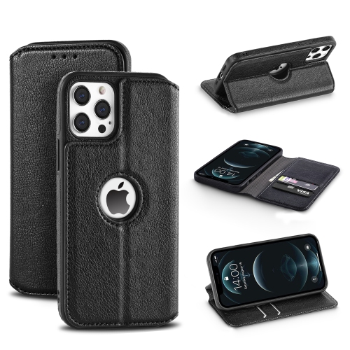 LEDEX Leather Magnetic Slim Flip Case with Two Card Holders RFID Blocking Shockproof Kickstand Cover for iPhone 13 - Free Shipping