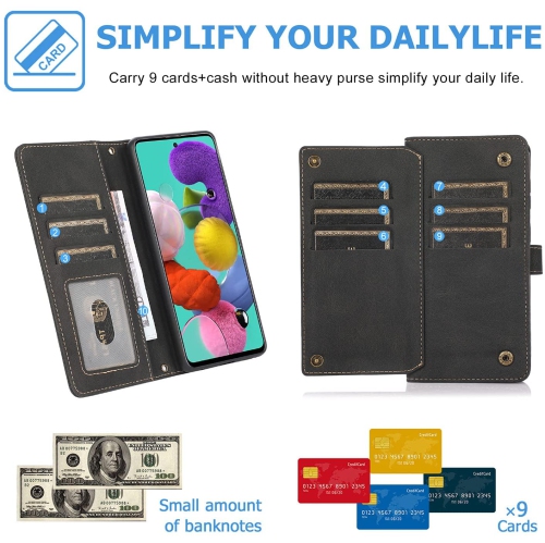 CASE & POWER Wallet Leather Magnetic Case Shockproof Leather Flip Cover with 9 card slots Credit Card Holder for iPhone 13 - Free Shipping