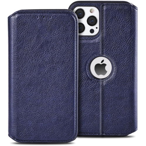 LEDEX Leather Magnetic Slim Flip Case with Two Card Holders RFID Blocking Shockproof Kickstand Cover for iPhone 13 Pro Max - Free Shipping