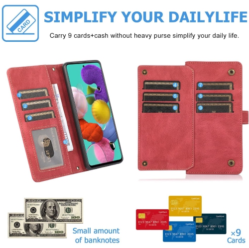 CASE & POWER Wallet Leather Magnetic Case Shockproof Leather Flip Cover with 9 card slots Credit Card Holder for iPhone 13 - Free Shipping