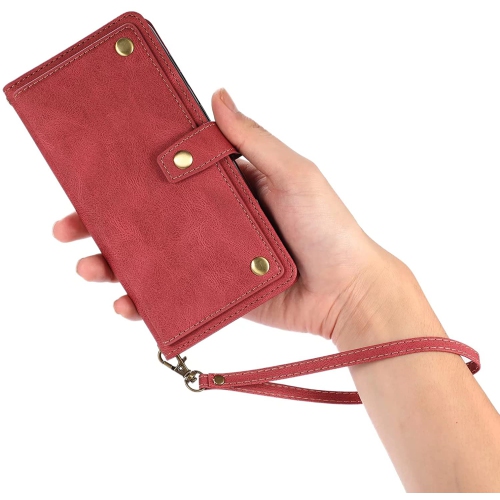 CASE & POWER Wallet Leather Magnetic Case Shockproof Leather Flip Cover with 9 card slots Credit Card Holder for iPhone 13 - Free Shipping