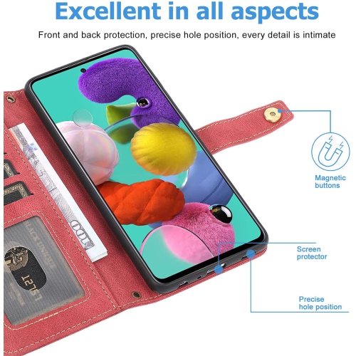 CASE & POWER Étui portefeuille en cuir Fermeture magnétique Étui à rabat en TPU résistant aux chocs avec 9 emplacements pour cartes pour Samsung