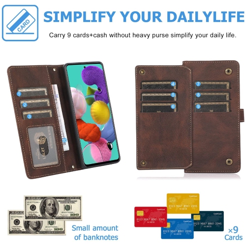 CASE & POWER Wallet Leather Magnetic Case Shockproof Leather Flip Cover with 9 card slots Credit Card Holder for iPhone 13 Pro Max - Free Shipping