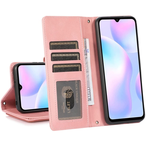 CASE & POWER Wallet Leather Magnetic Case Shockproof Leather Flip Cover with 9 card slots Credit Card Holder for iPhone 13 - Free Shipping
