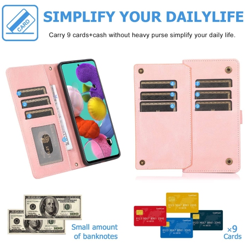 CASE & POWER Wallet Leather Magnetic Case Shockproof Leather Flip Cover with 9 card slots Credit Card Holder for iPhone 13 - Free Shipping